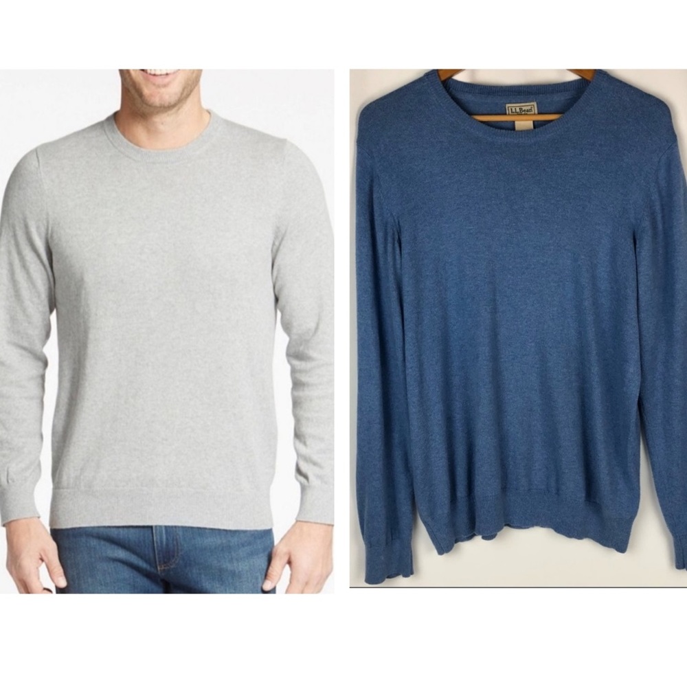 L.L. Bean Men’s Cashmere Blend Light Blue Crewneck Sweater size Medium